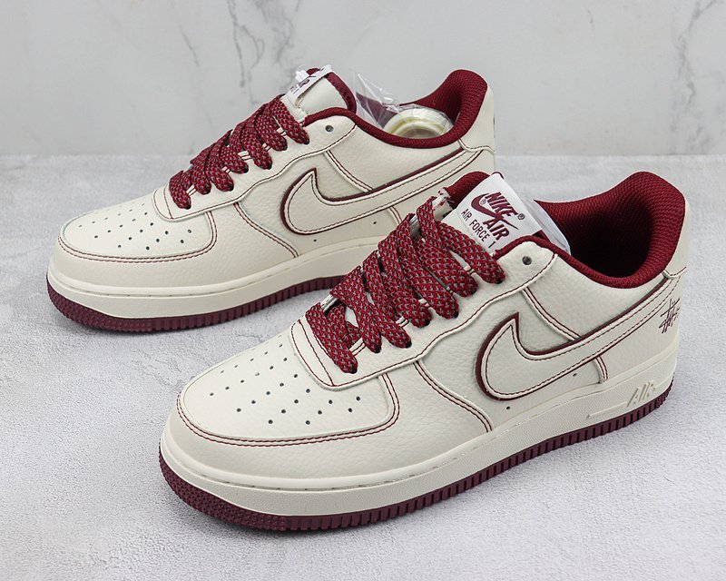 Stussy x Nike Air Force 1 Low "White Chocolate/Burugundy" фото № 5