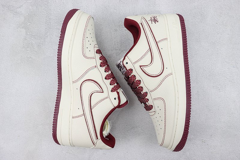Stussy x Nike Air Force 1 Low "White Chocolate/Burugundy" фото № 6