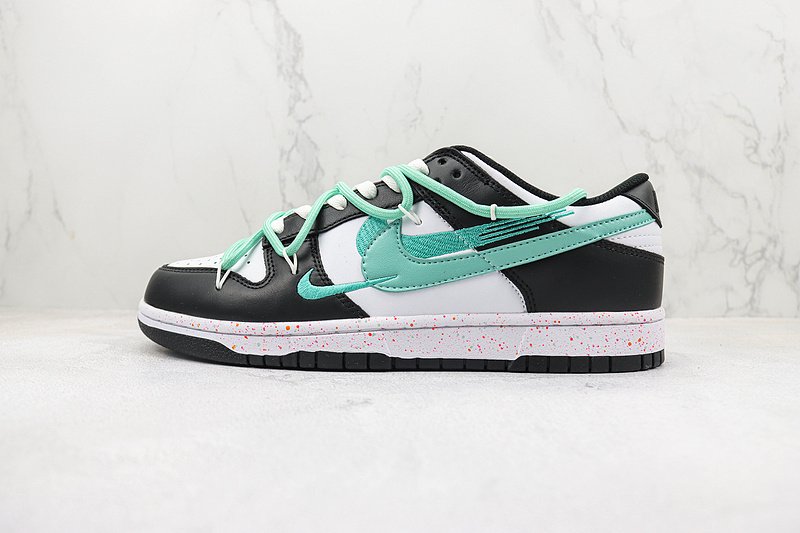 Nike Dunk Low Multi Swoosh "White/Black/Aqua" фото № 2