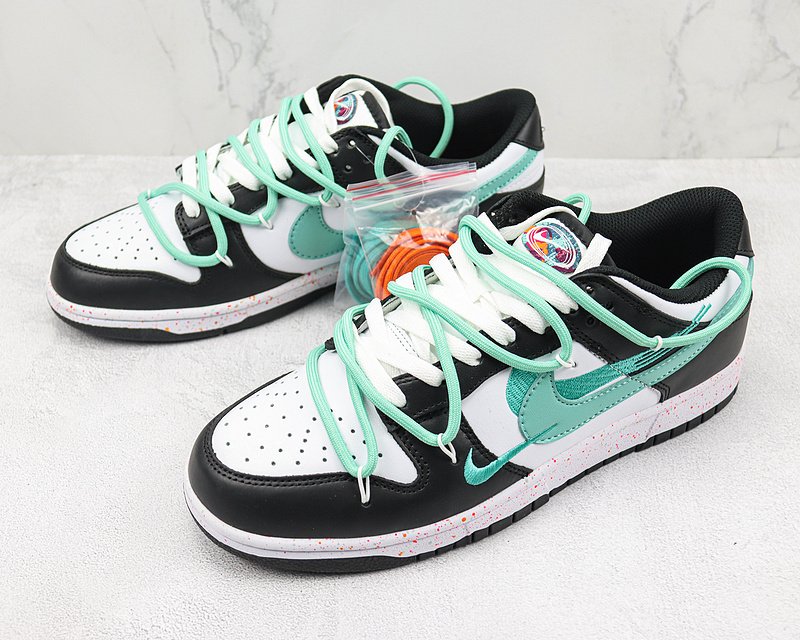 Nike Dunk Low Multi Swoosh "White/Black/Aqua" фото № 5