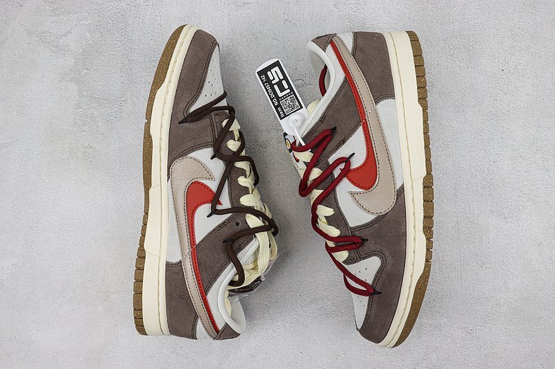 Nike Dunk Low SE 85 Double Swoosh "Brown/Red" фото № 7