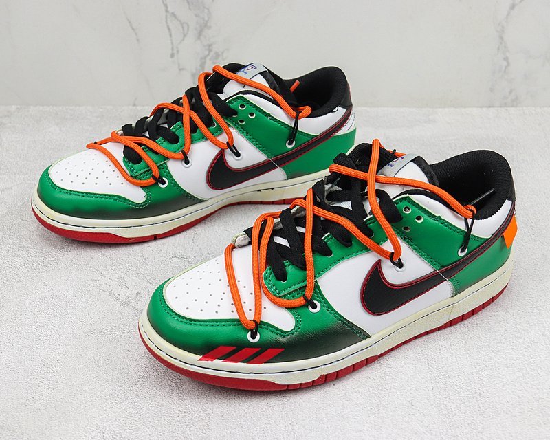 Nike Dunk Low "Green/White/Black/Red/Orange" фото № 5