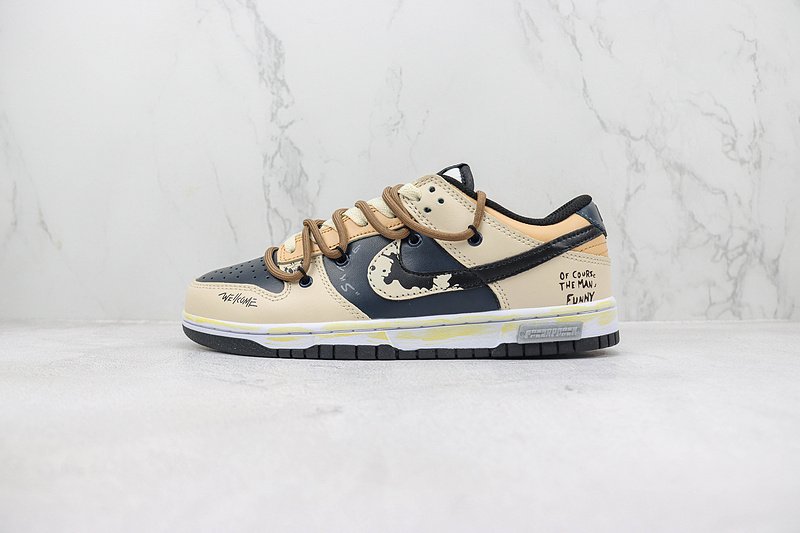 Stussy x Nike Dunk Low "Beige/Black/Navy Blue" фото № 2