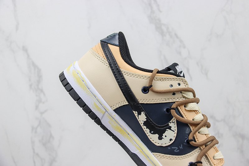Stussy x Nike Dunk Low "Beige/Black/Navy Blue" фото № 3