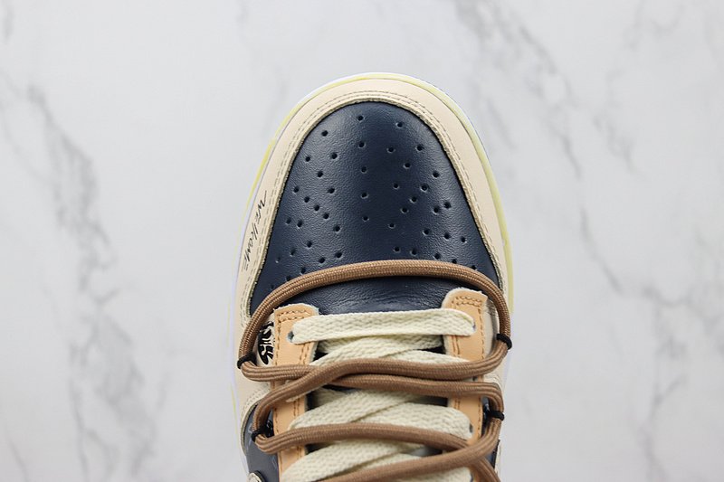 Stussy x Nike Dunk Low "Beige/Black/Navy Blue" фото № 4