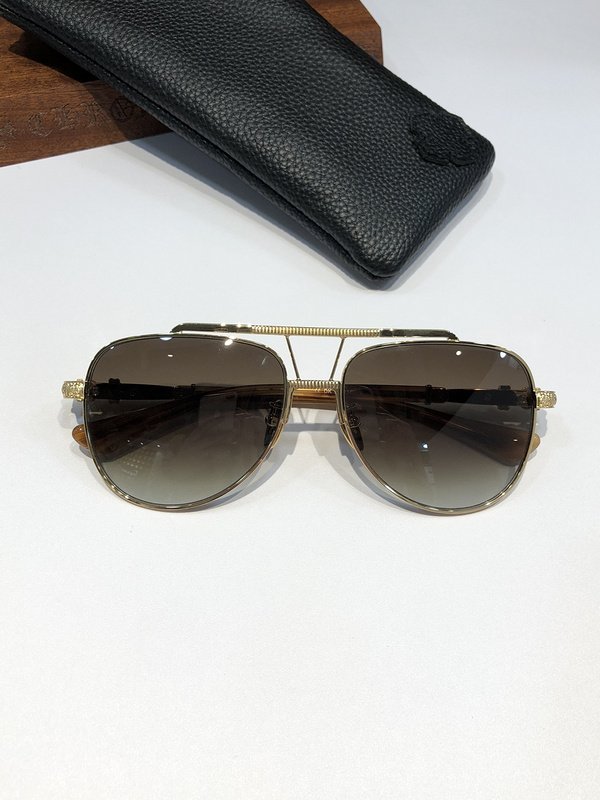 Солнцезащитные очки Chrome Hearts Frame Decorated By Small Springs "Brown" фото № 5