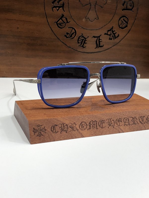 Солнцезащитные очки Chrome Hearts Temples With Decoration By Repeating Logo "Blue" фото № 2