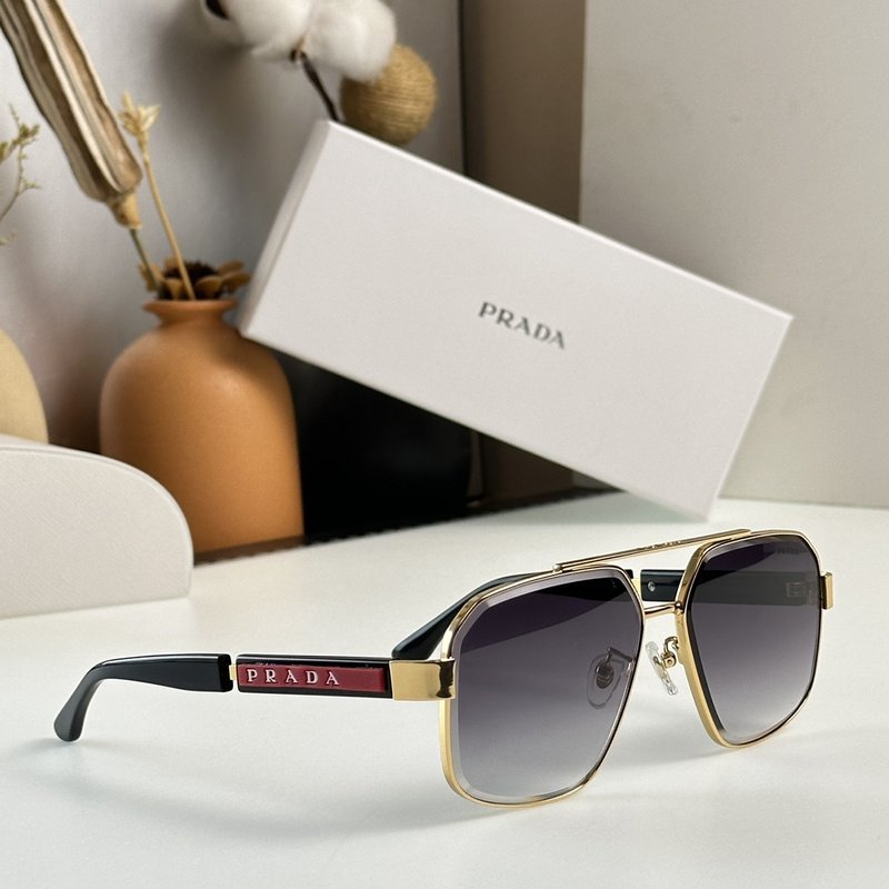 Солнцезащитные очки Prada Aviator Frame With Thin Temples And Logo "Gray/Gold" фото № 2