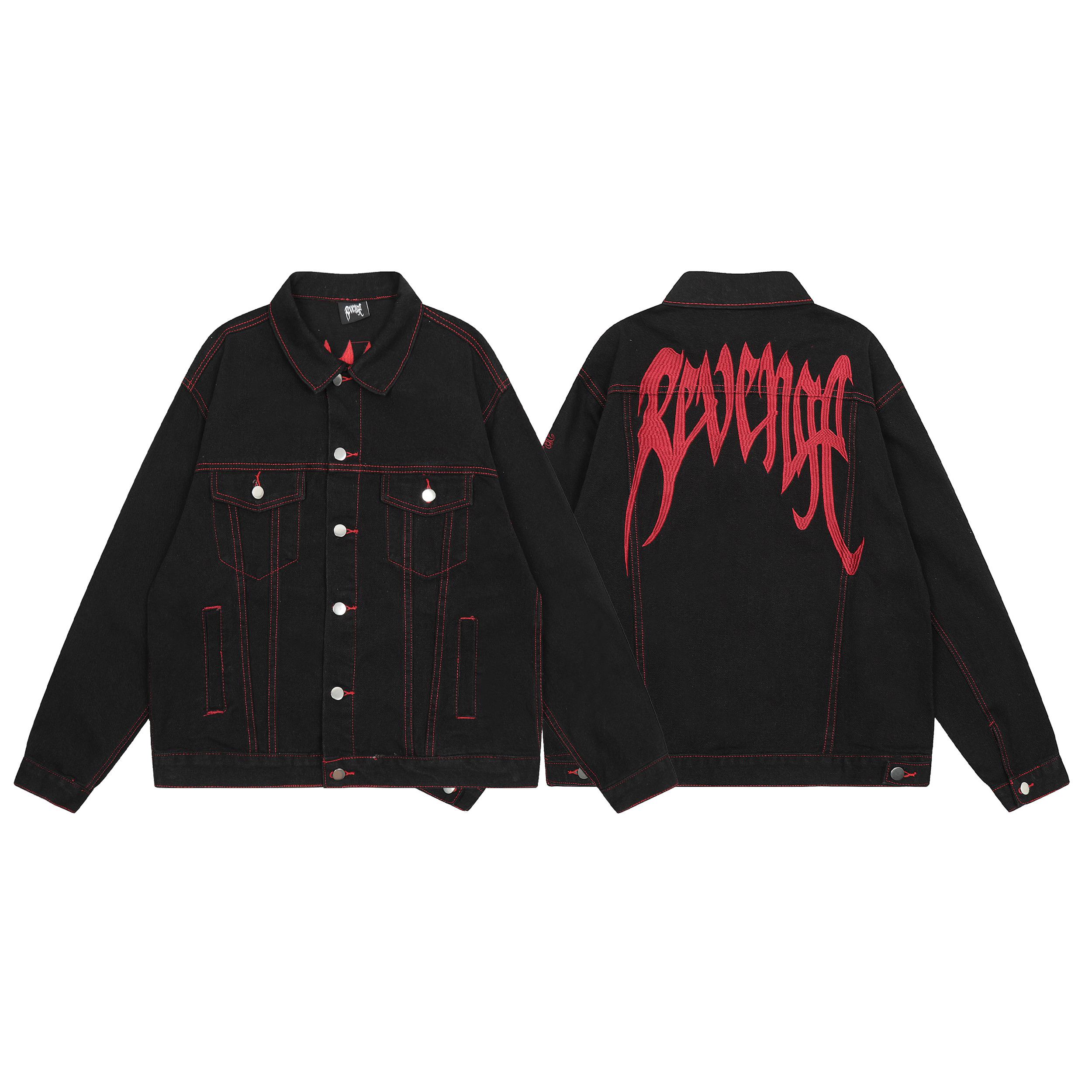 Джинсовая куртка Revenge Sharp Inscription "Black" фото № 4