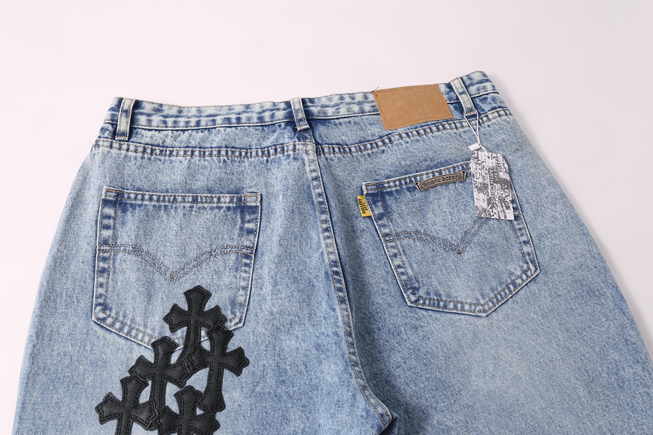 Джинсы Gallery Dept x Chrome Hearts Black Cross "Blue Denim/White Line" фото № 6