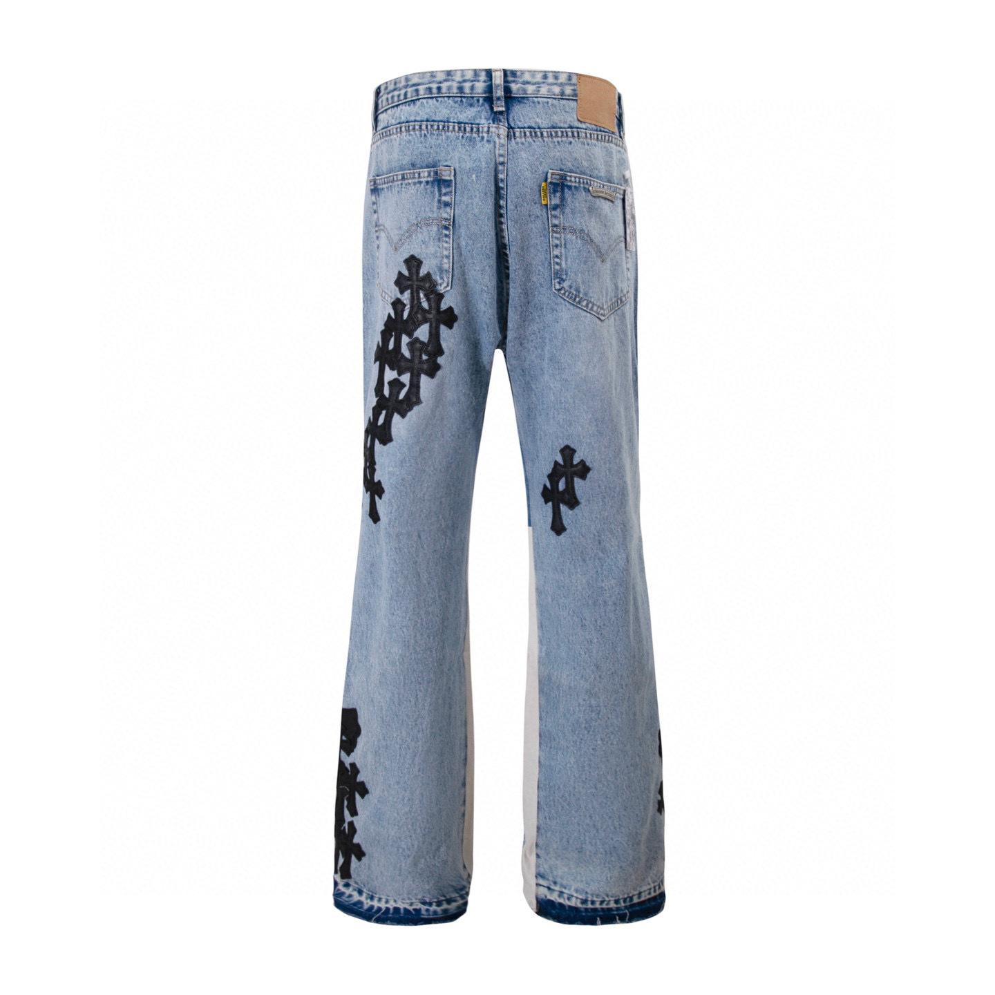 Джинсы Gallery Dept x Chrome Hearts Black Cross "Blue Denim/White Line" фото № 2
