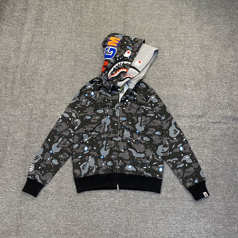 Худи A Bathing Ape Imitation Of A Double Hood "Black/Gray" фото № 7