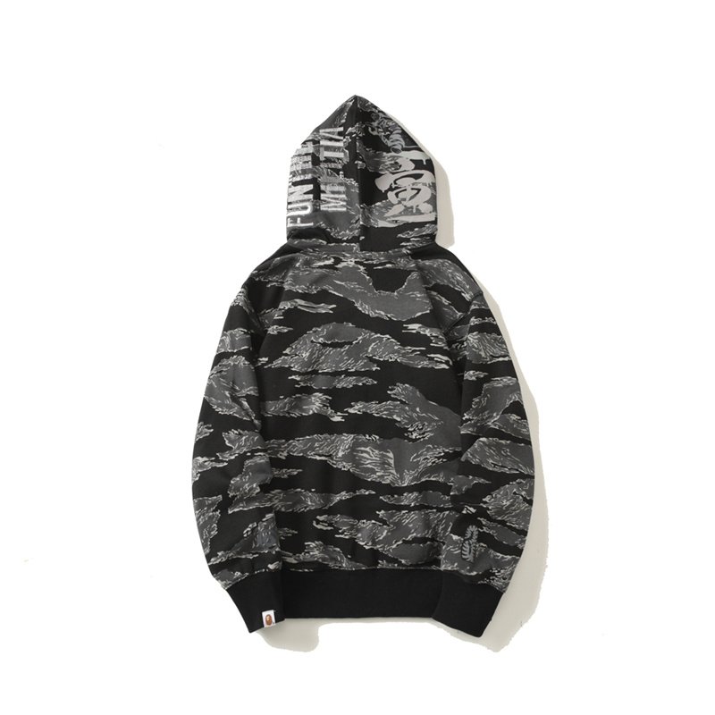 Худи A Bathing Ape White Tiger Black Stripes Zip "Gray, Black" фото № 2