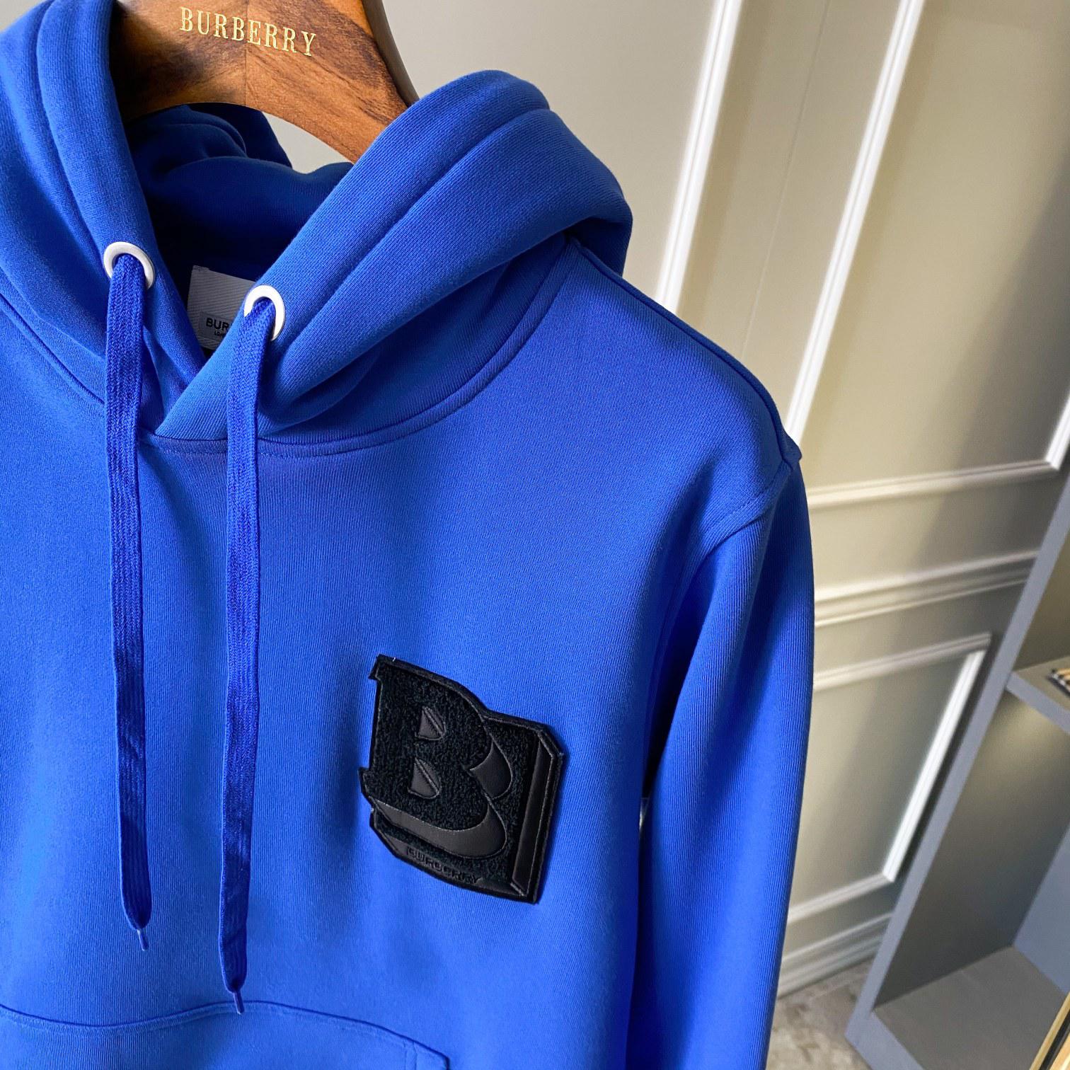 Худи Burberry Frontside Fur Logo Black Stripe BT "Blue" фото № 4