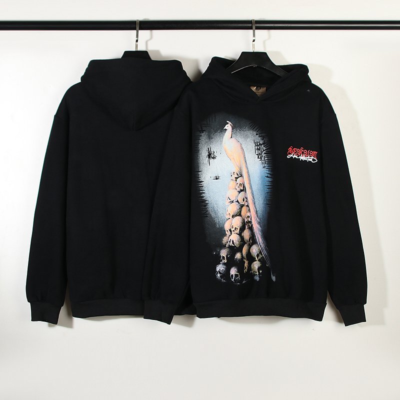 Худи Four Caccus Print - Bird Sitting On A Skulls "Black" фото № 2