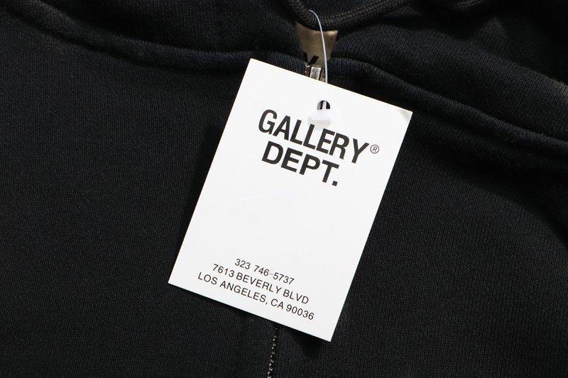 Худи Gallery Dept Crumpled Fabric Pattern Zip "Black" фото № 5