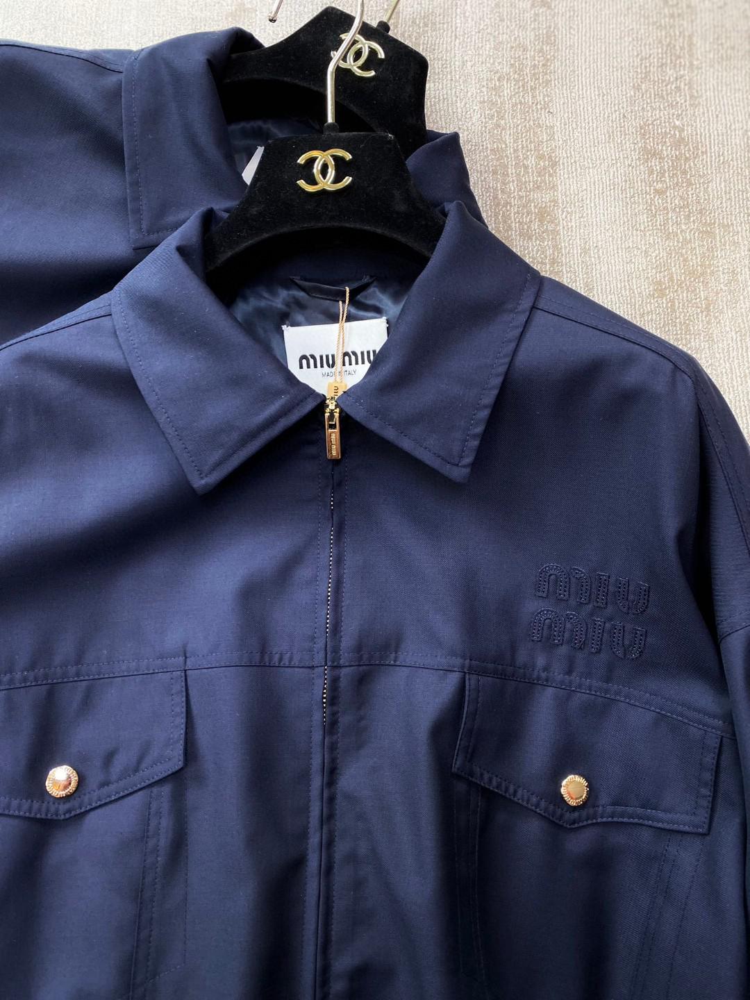 Куртка Miu Miu Frontside Two Pockets Blue Logo Miu Miu "Blue" фото № 3