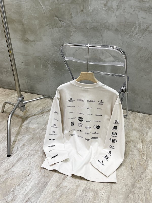 Лонгслив Balenciaga With Print Of Small Logos "White" фото № 4
