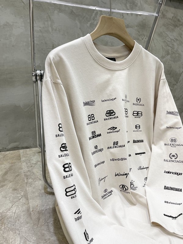 Лонгслив Balenciaga With Print Of Small Logos "White" фото № 5