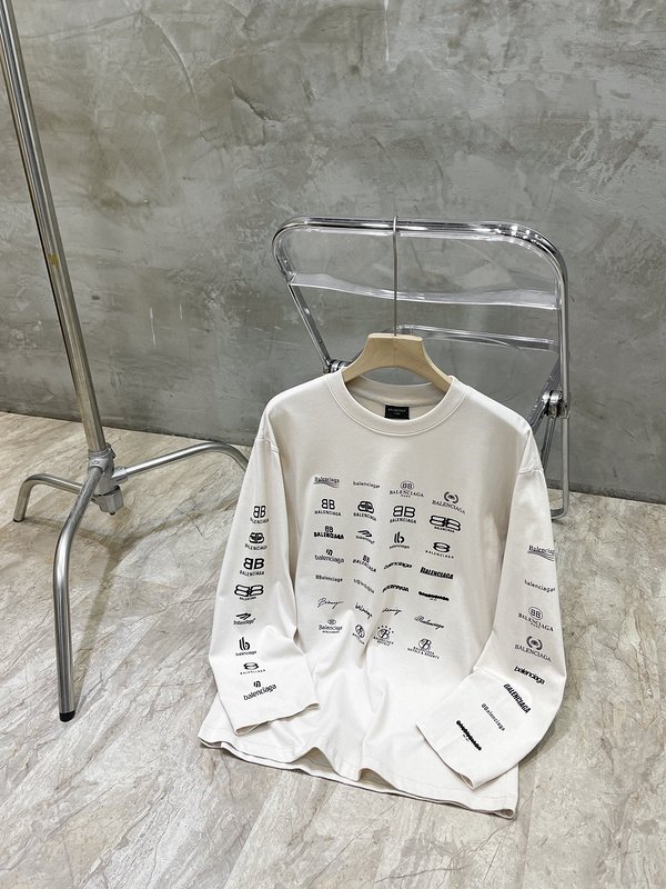 Лонгслив Balenciaga With Print Of Small Logos "White" фото № 7