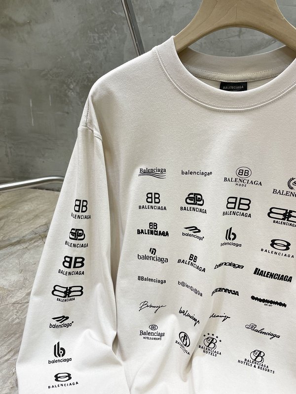 Лонгслив Balenciaga With Print Of Small Logos "White" фото № 8
