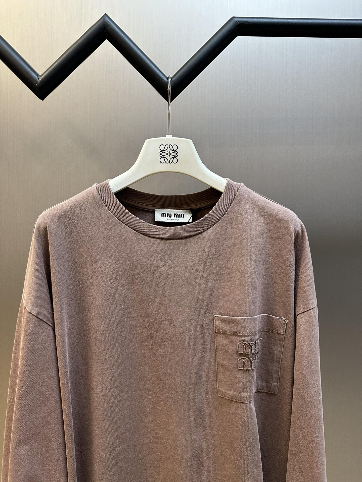 Лонгслив Miu Miu Frontside Brown Logo Miu Miu On The Pocket "Brown" фото № 2