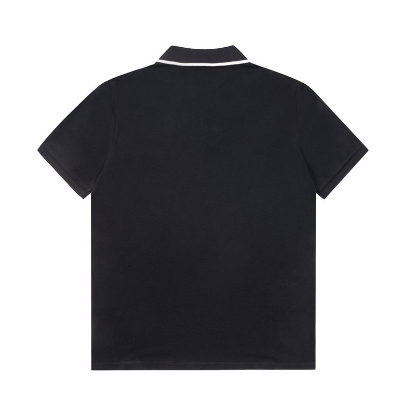 Поло Burberry With A Stripe On The Collar And Round Logo "Black" фото № 7