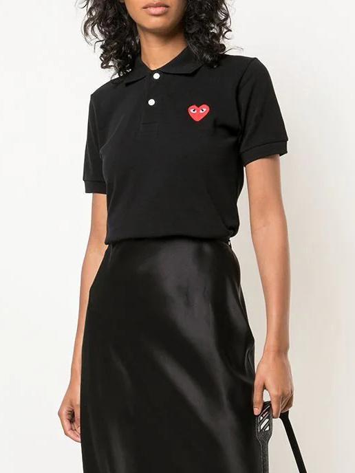Поло Comme des Garcons Play Red Heart Eyes "Black" фото № 3