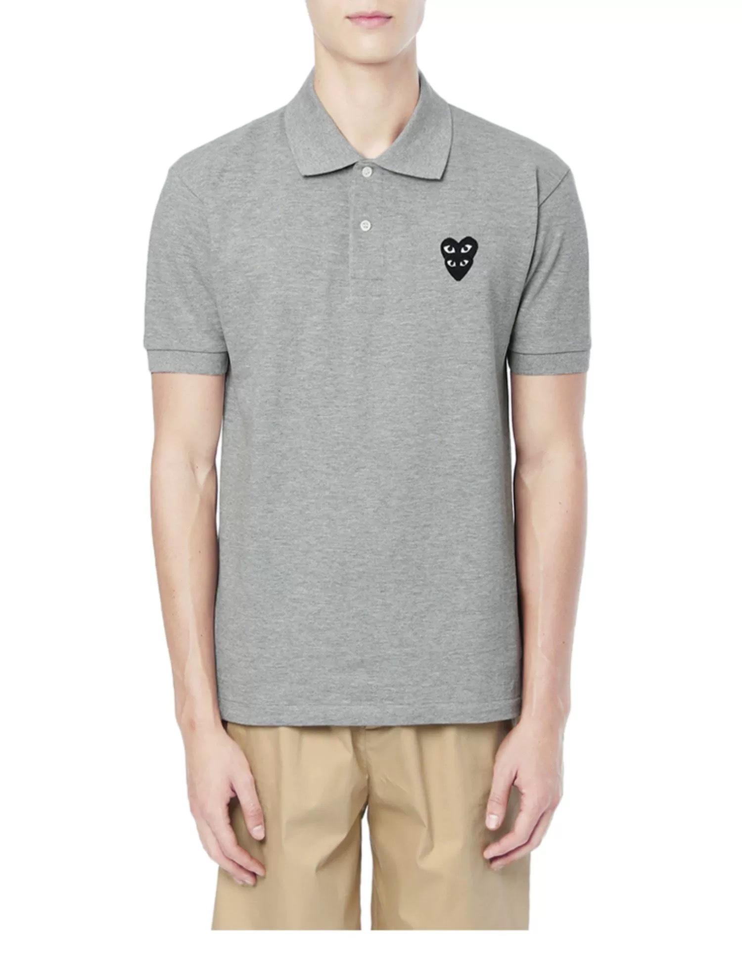 Поло Comme des Garcons Play Double Red Heart "Gray" фото № 2