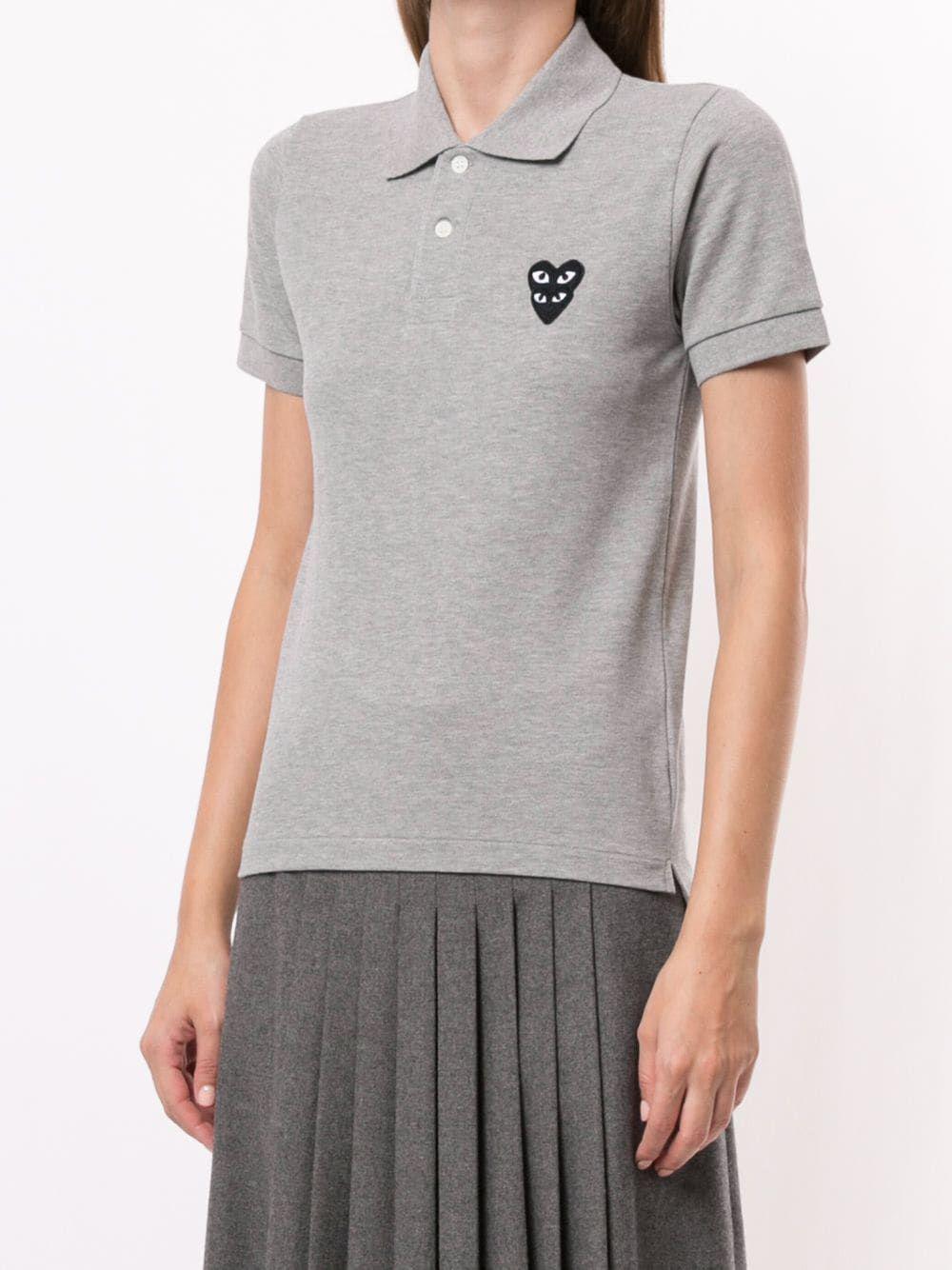 Поло Comme des Garcons Play Double Red Heart "Gray" фото № 3