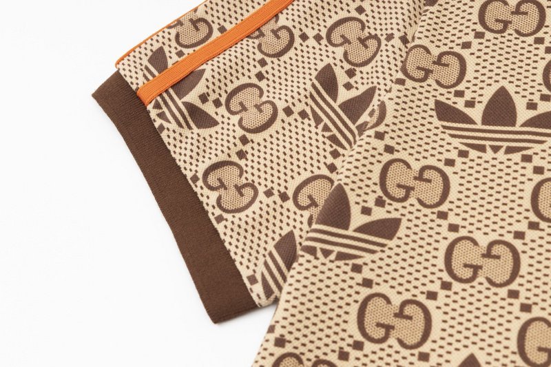 Поло Gucci X Adidas Brand Print "Brown" фото № 4