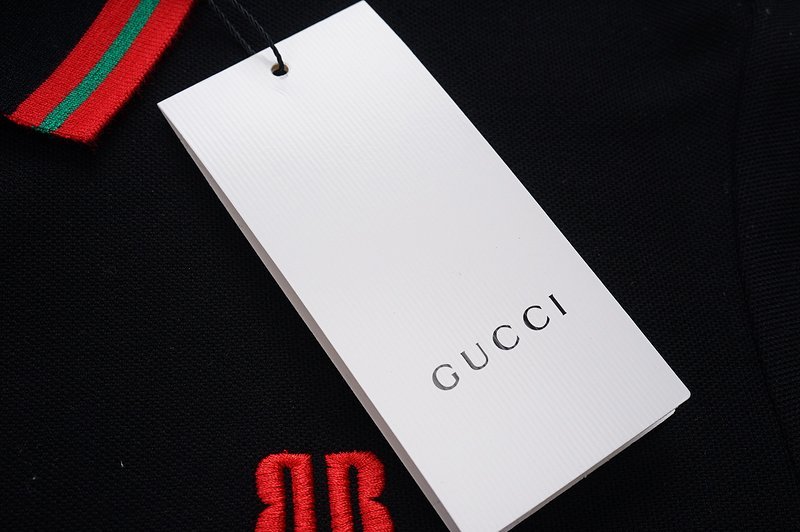 Поло Gucci With Red Collar Edging "Black" фото № 3
