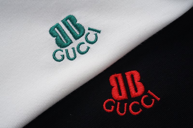 Поло Gucci With Red Collar Edging "Black" фото № 5