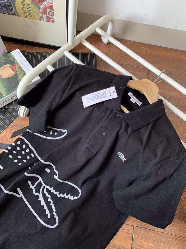 Поло Lacoste Half Logo “Black” фото № 3