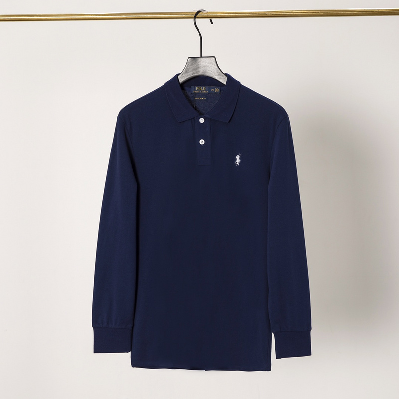 Поло Polo With Long Sleeve And Logo "Blue" фото № 2