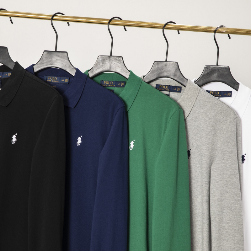 Поло Polo With Long Sleeve And Logo "Blue" фото № 3