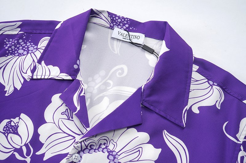 Рубашка Valentino Short Sleeves White Flower Buds "Purple" фото № 5