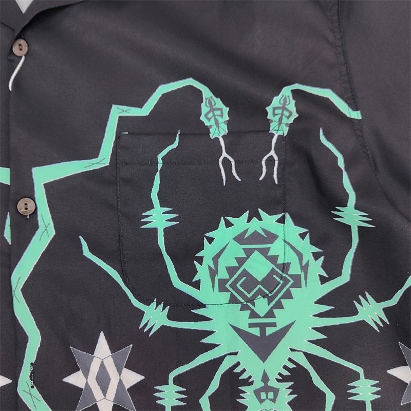 Рубашка Wacko Maria With Spider Print "Black/Green" фото № 7