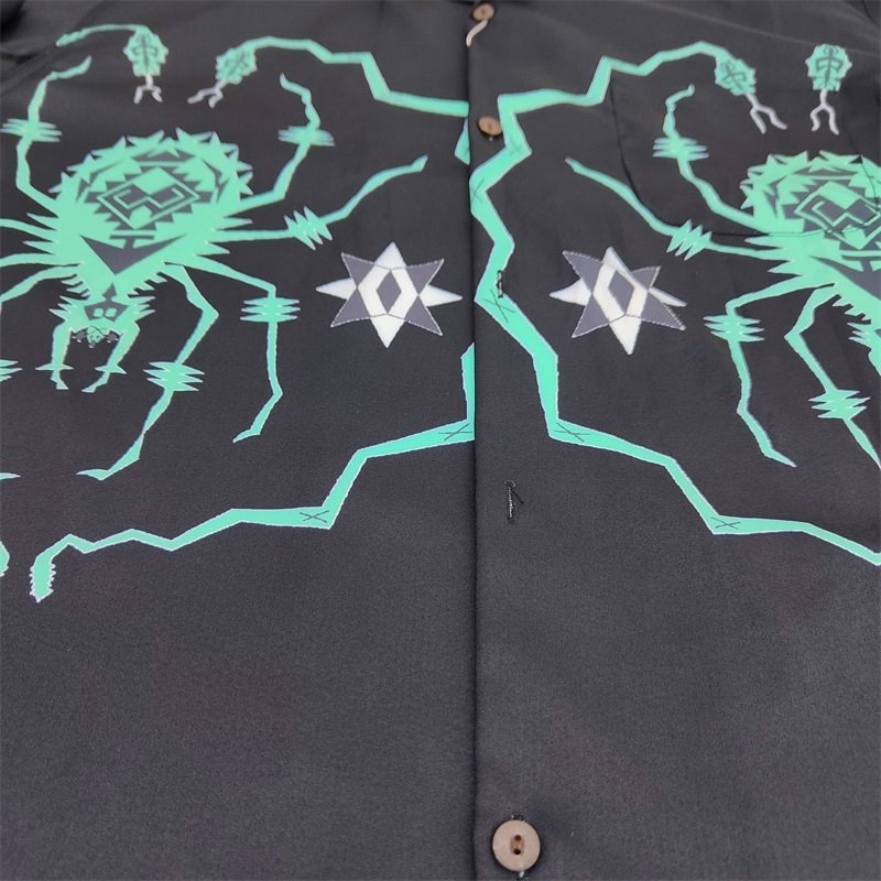 Рубашка Wacko Maria With Spider Print "Black/Green" фото № 8