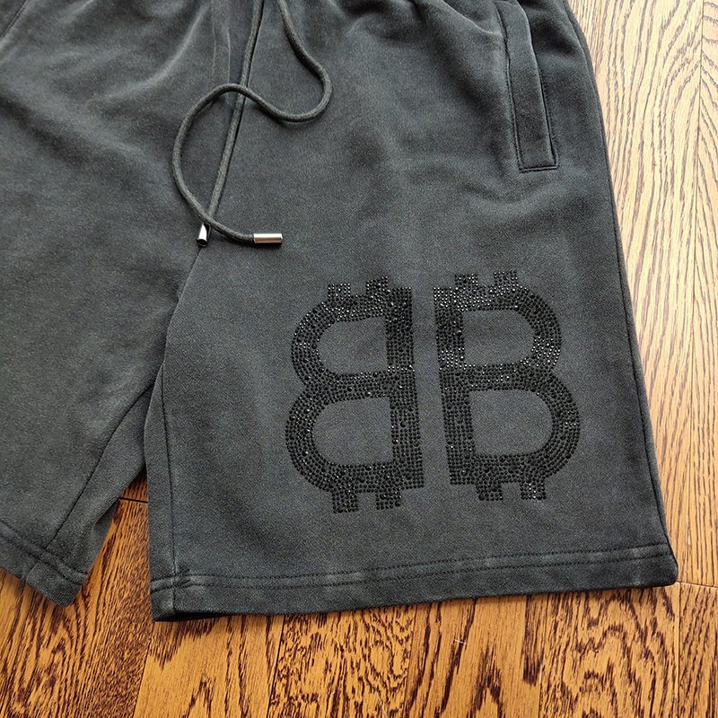 Шорты Balenciaga With Beautiful Logo Made Of Rhinestones "Black" фото № 6