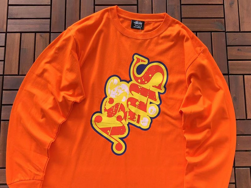 Свитшот Stussy Colorful Vertical Logo Inscription Front "Orange" фото № 2