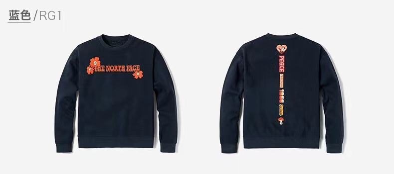 Свитшот The North Face Brand Logo With Flowers "Black/Blue" фото № 8