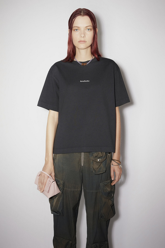 Футболка Acne Studios Short Sleeve Logo Text AS "Black" фото № 3