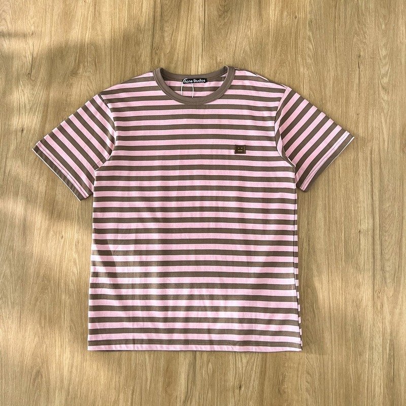Футболка Acne Studios Striped With Logo "Pink" фото № 2