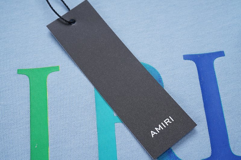 Футболка Amiri Logo In Rainbow Colors "Blue" фото № 2