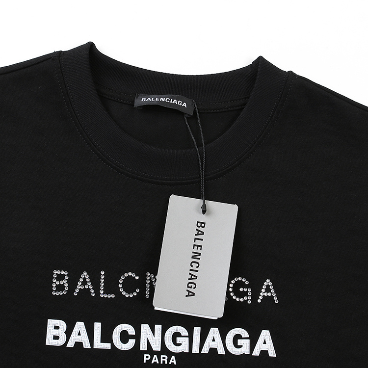 Футболка Balenciaga Logo Made Of Rhinestones "Black" фото № 5