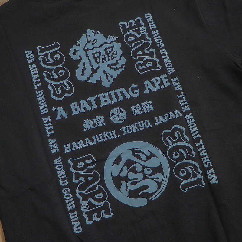 Футболка Bape Hieroglyphs Print Back "Black" фото № 3