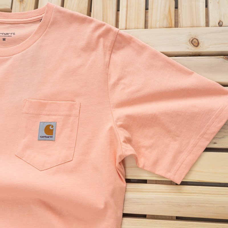 Футболка Carhartt With A Small Logo On The Pocket "Peach" фото № 4
