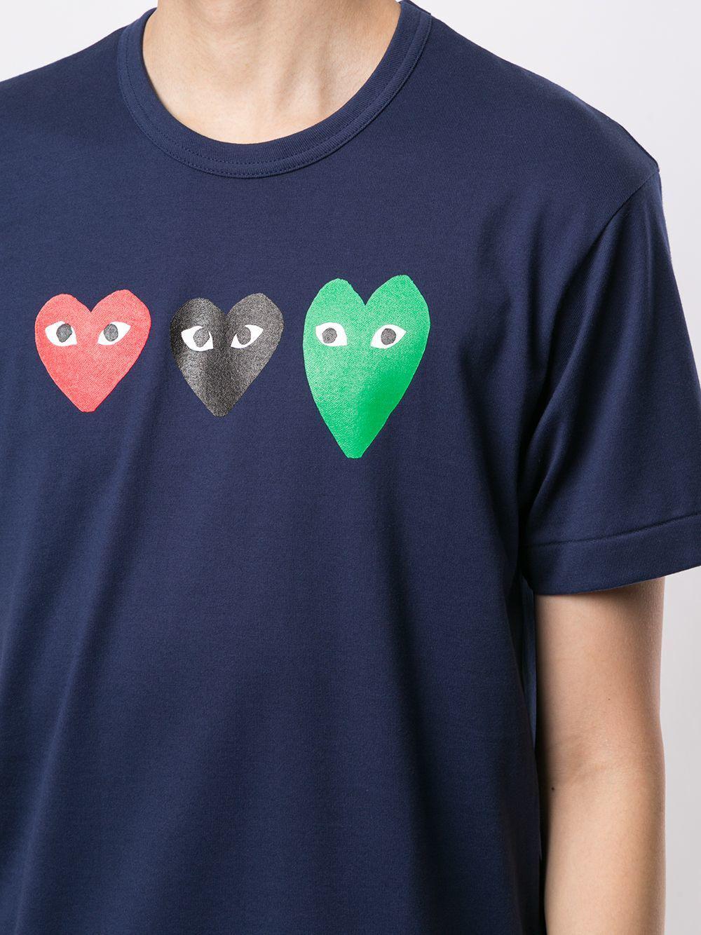 Футболка Comme des Garçons Play Triple Heart Eyes "Navy" фото № 3