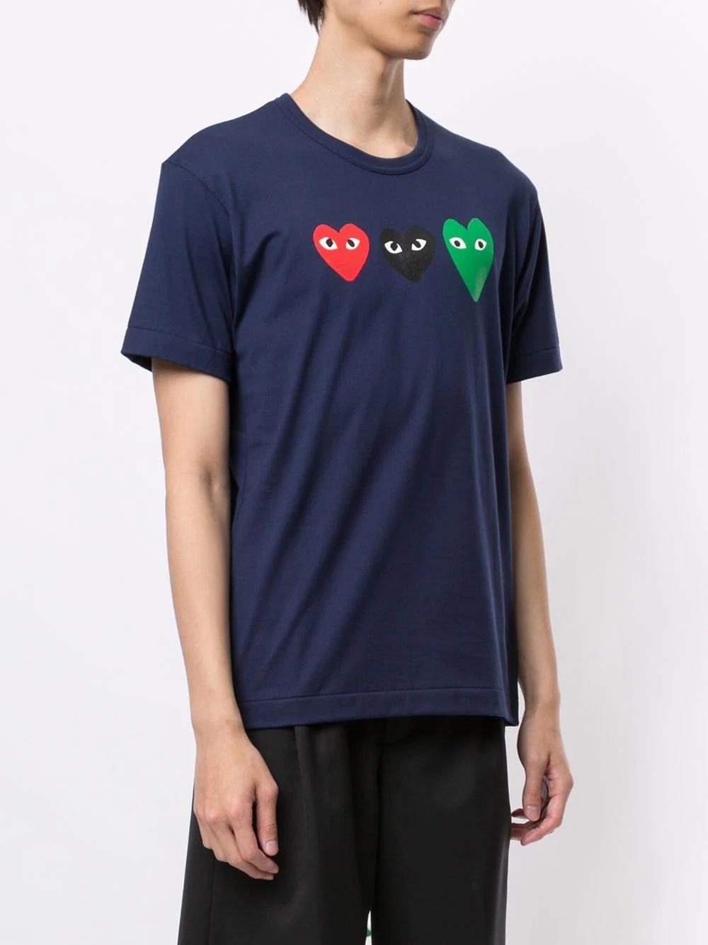 Футболка Comme des Garçons Play Triple Heart Eyes "Navy" фото № 4